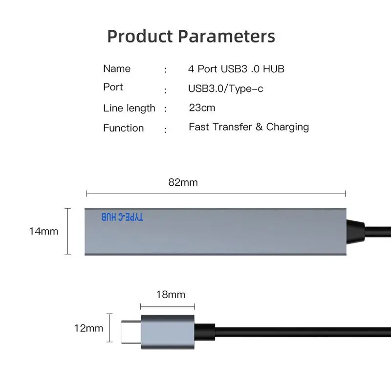 Горячая Распродажа USB 3,0 хаб тип-c до 4USB 3,0 хаб практичный OTG Кабель-адаптер Портативный тип-c до 4USB для ПК компьютер/ноутбук