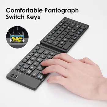

Mini Folding Bluetooth Keyboard for Mobile Phone Tablet Laptop 67 Keys Rechargeable Wireless Keyboard for iOS Android Windows