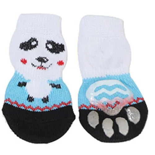 Носки для домашних животных мягкая Домашняя одежда хлопковая нескользящая обувь для животных, носки для собак, кошек, носки Защитные носки для домашних животных - Цвет: Blue white