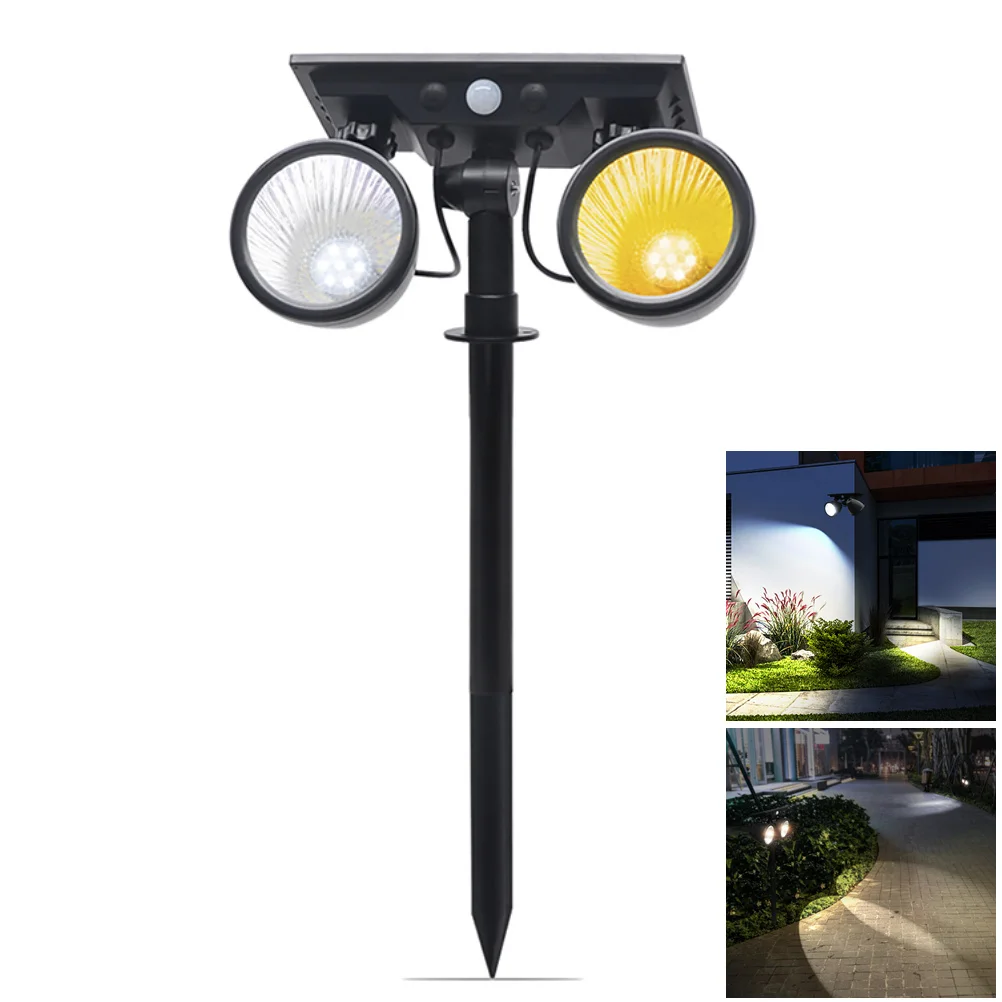 Solar Light Double Head Wall Lamp Sensor Solar LED Light Outdoor PIR Motion Sensor Spotlights Waterproof For Garden Patio