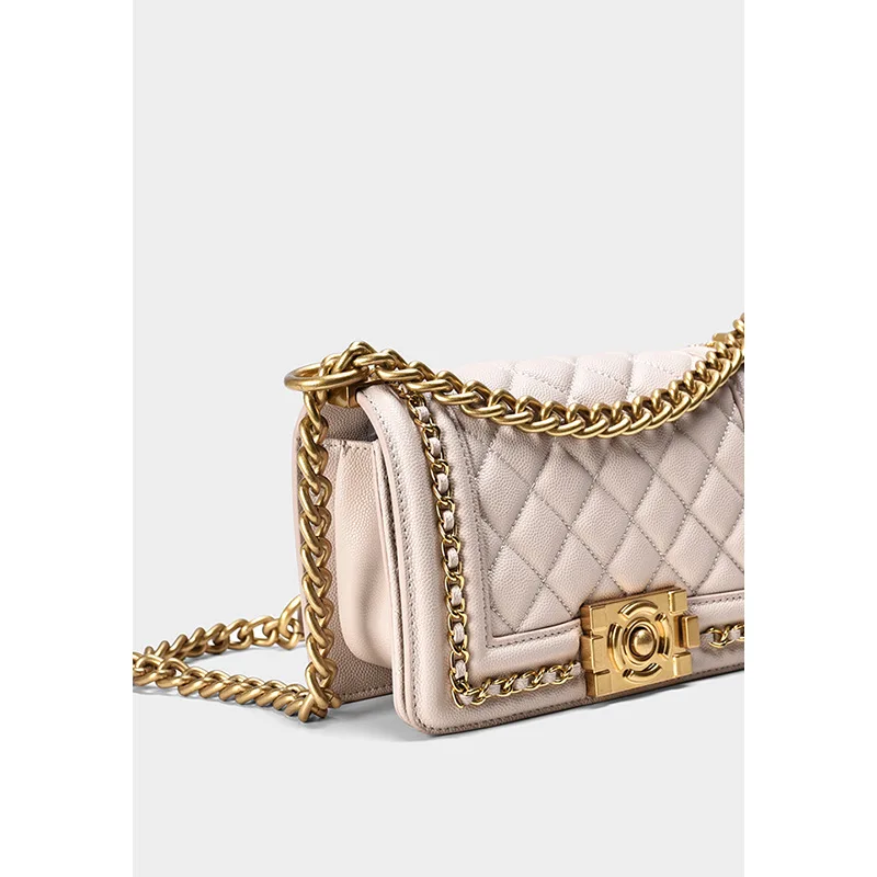 

Cowhide Caviar Graceful Rhombus Chain Bag Women's 2019 New Style Fashion Shoulder Oblique Bag Size Versatile