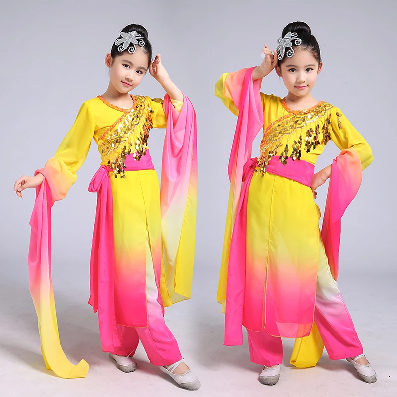 Children's water sleeve dance costume classical performance girl's Costume | Тематическая одежда и униформа