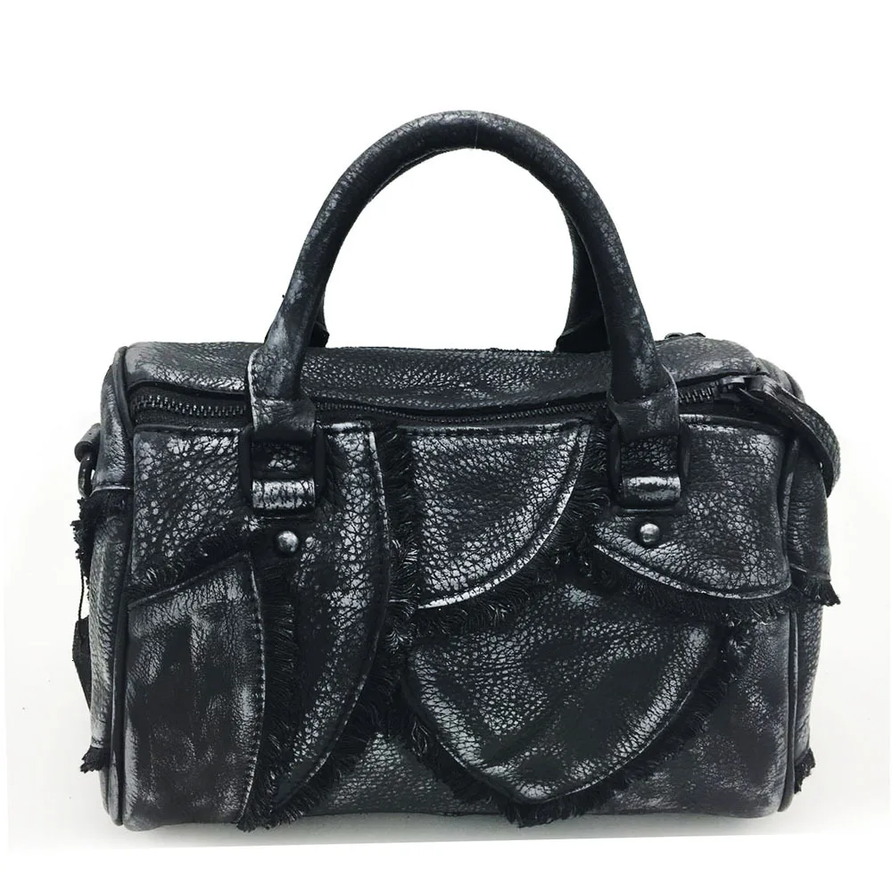 

Genuine Leather Bag Head Layer Cowhide Handbag Concise Color Portable Satchel
