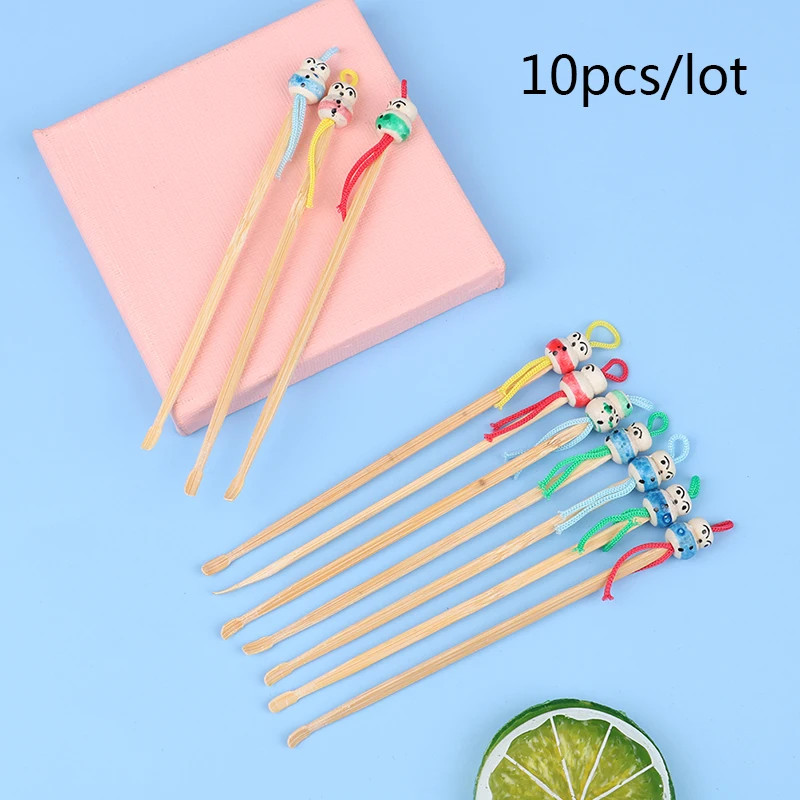 5/10/20Pcs Portable Cute Mini Doll Earpicks Wood Bamboo Ear Picks Wax Remover Cleaner Tool Health Care Ear Care