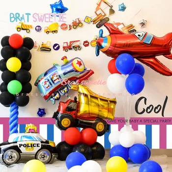 

Cartoon Car Balloons Fire Truck Traffic Light Train Balloon Set Boy Birthday Party Decorations Kids Baby Shower Party Supplies