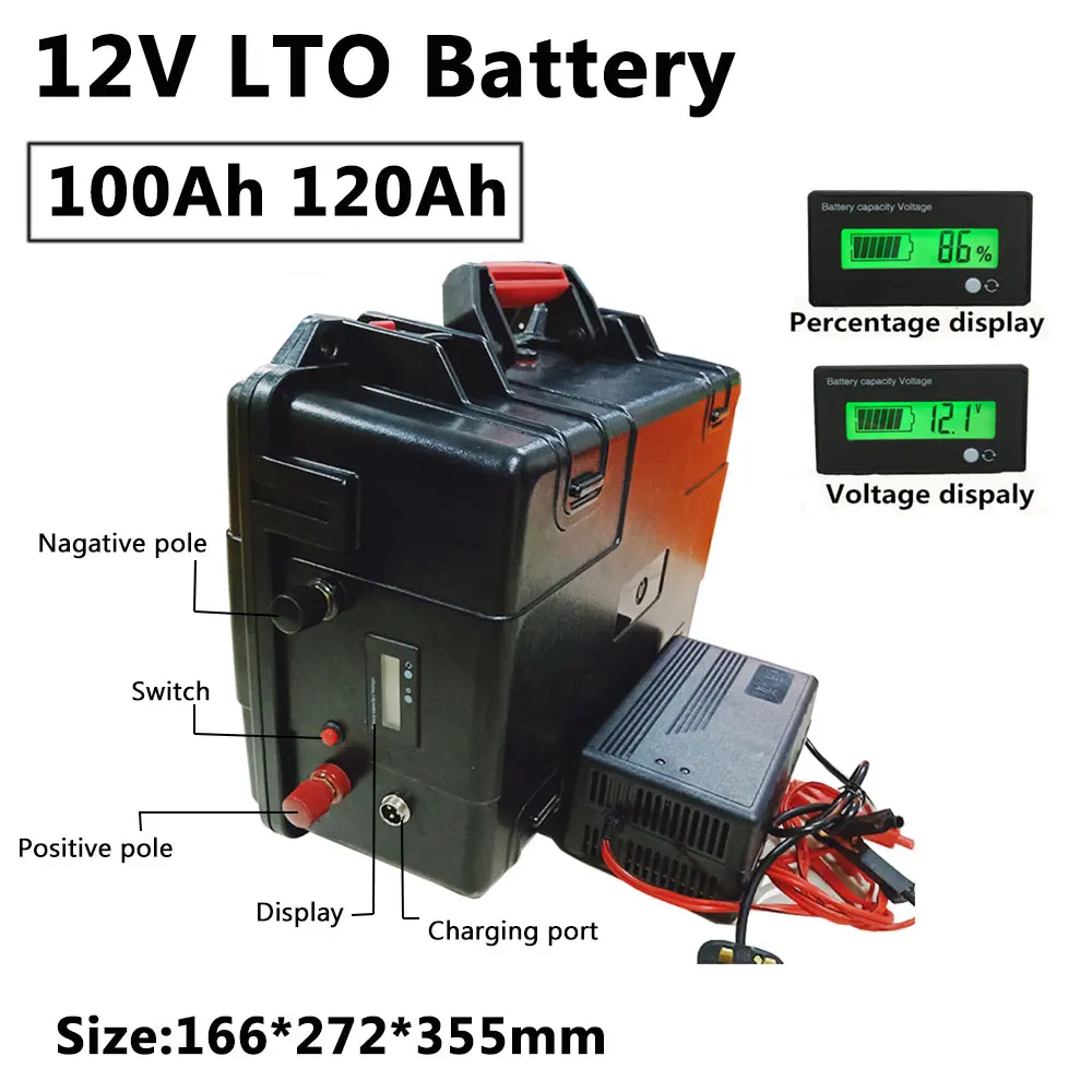 

Oncorhynchus fishing 12V 100Ah 120Ah Lithium titanate battery with BMS for Electric propeller sea fishing +10A charger