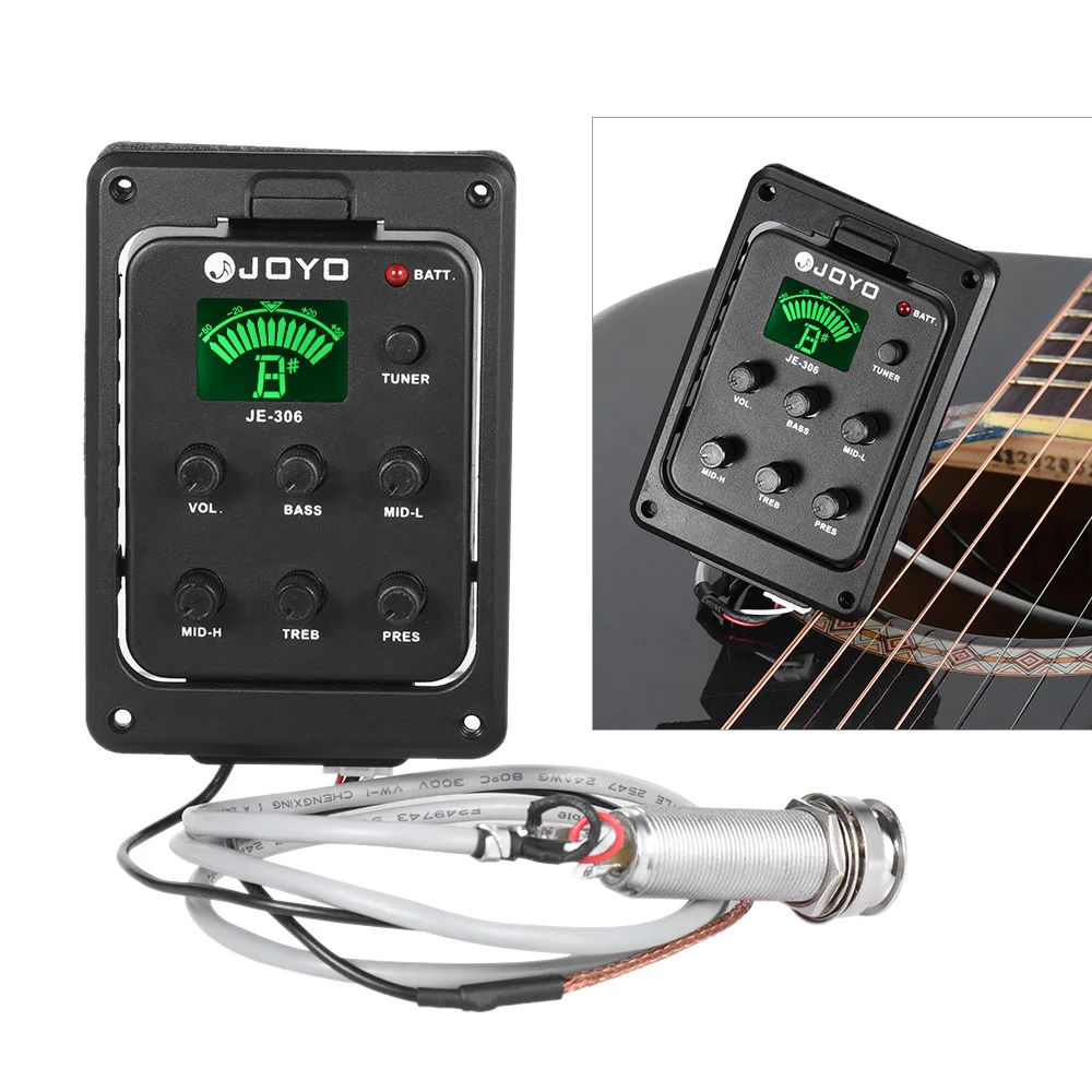 

JE-306 5-Band EQ Equalizer Acoustic Guitar Piezo Pickup Preamp Tuner System with LCD Dispaly