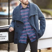 Vintage Fashion Men Sweater Autumn Knitted Top Winter Clothing Lapel Single-Breasted Oversized Cardigan Casual Pull Femme New