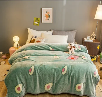 

New arrival Avocado Fruit Print Fleece Blanket Coral Flannel Children's Blanket Thicken Warm Cover Christmas Gift Brirthday Gift