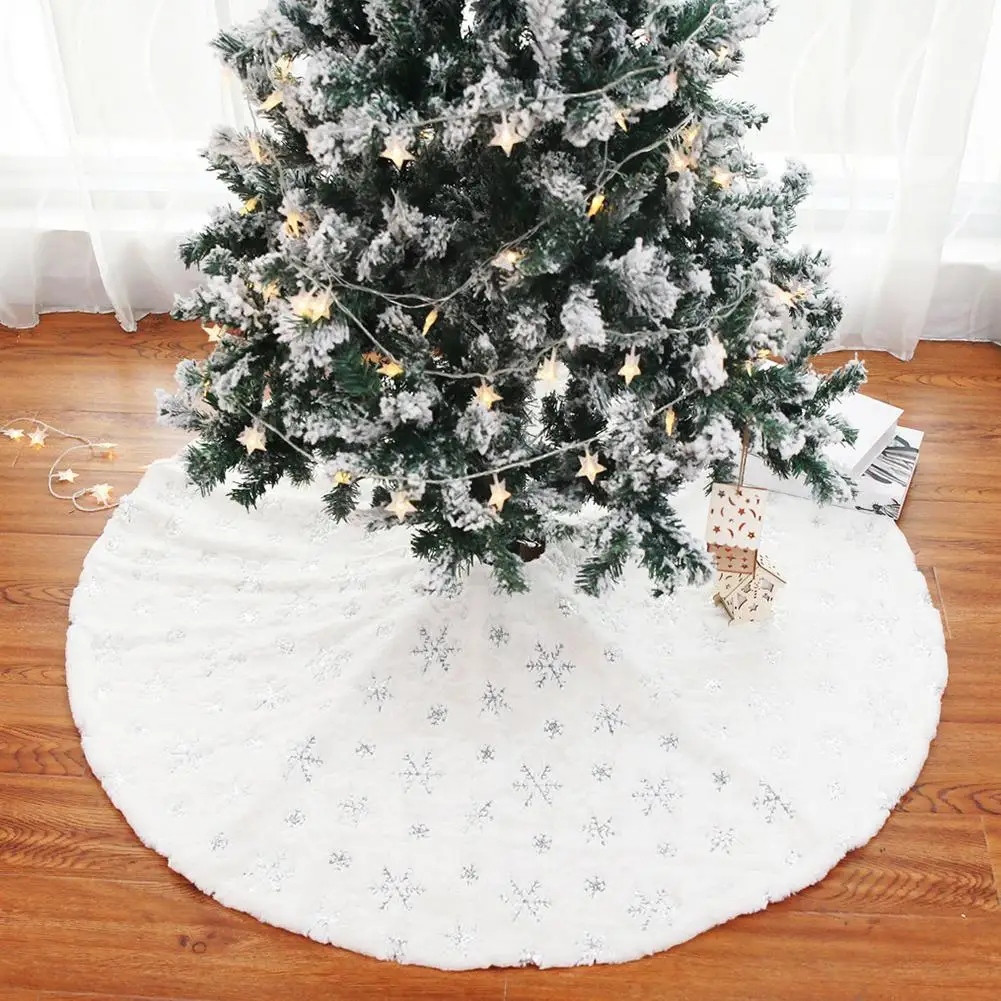 90/122 см, сапоги на плюше с жемчугом ломтики с вышитыми белыми коврик под рождественскую елку новогодняя елка, для дома год Рождественский Декор