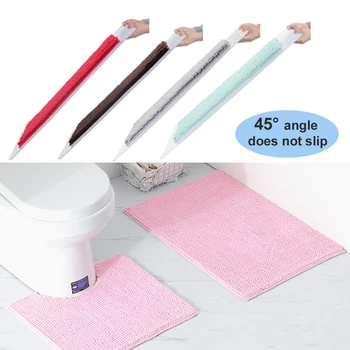 

2 Piece Long U-shaped Bathroom Mat Set Bathroom Absorbent Non-Slip Short Plush Chenille Mat