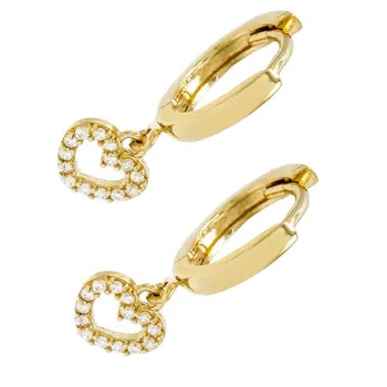 

LOZRUNVE Vintage Turkish Silver Jewelry Hollow CZ Stones Open Heart Earring Silver