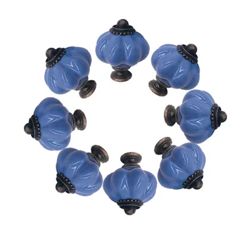 

Nordic Style Ceramic Single Pumpkin Knobs Violet Purple Wardrobe Kitchen Garden Door Handle Modern Cabinet Handle With Screw 8PC