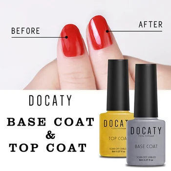 

Docaty Nail Primer Top Coat and Base Coat for Nail Vernis Semi Permanant UV LED Fast Air Dry Soak Off Nail Gel Polish Lacquer