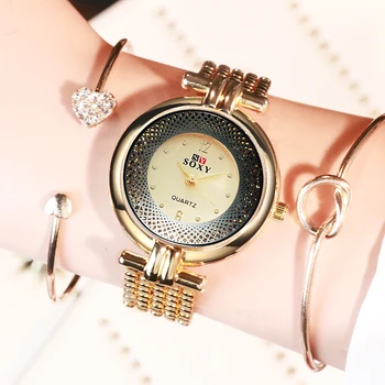

Fashion Watches For Women SOXY Ladies Clock Quartz Dress Wristwatch Luxury Rhinestones Steel Mesh Strap Fashion Reloj Femenino