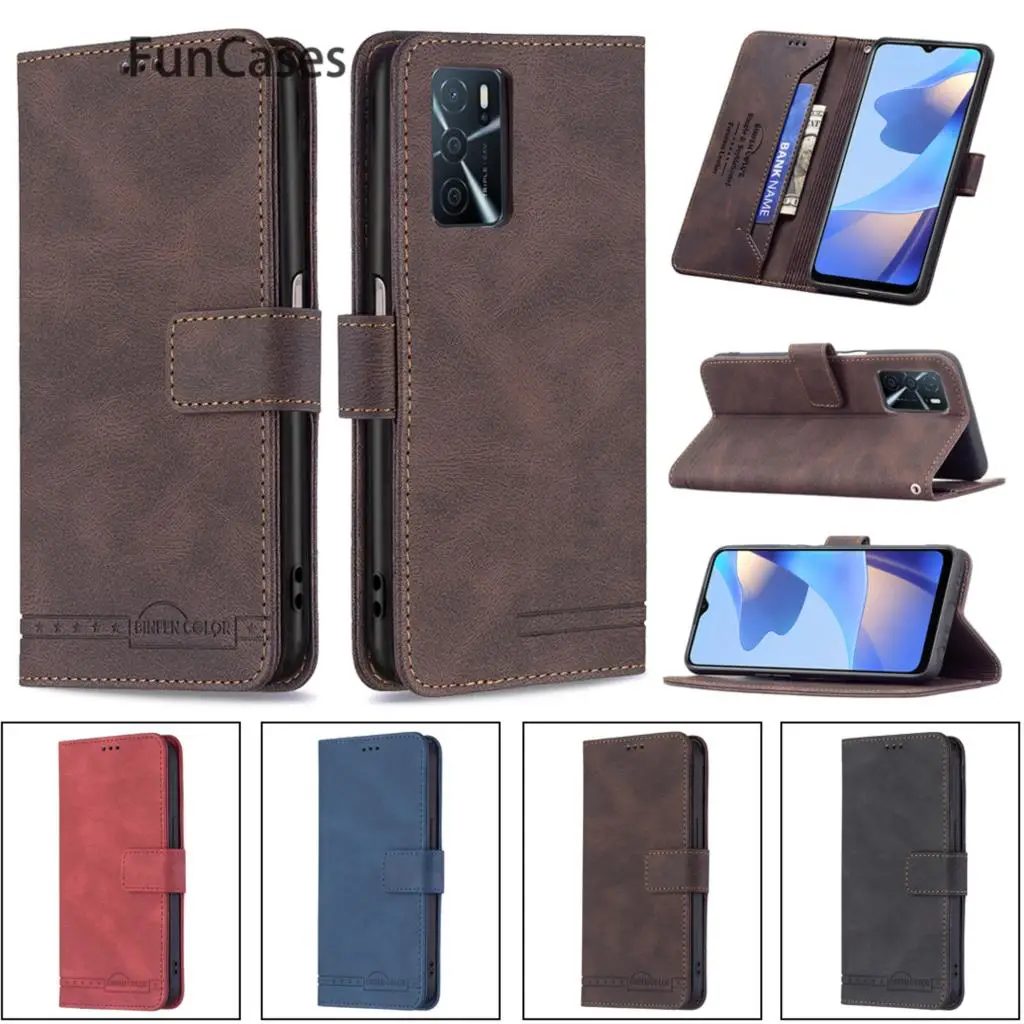 Custodia Per Telefono A Portafoglio Con Blocco Rfid Per Cellulare Oppo F19 4G Pearl Grid Flip Case Per Estojo Oppo A16 F19 Pro Plus A16S A15 Ajax