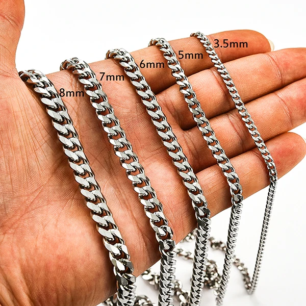 3,5-9mm klobige Edelstahl Link Miami Bordstein kubanische Kette Halskette für Männer Frauen Rock HipHop Punk Boy Hals Halsreif Metalls chmuck – Detail 7