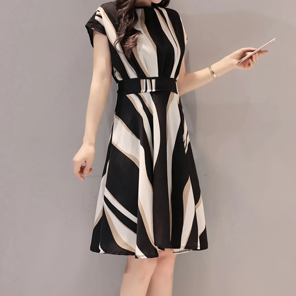 Women Elegant A-line Dress Vintage Business Party Vestidos Short Sleeve Knee Length Slim Autumn Winter Dress Vestidos#E2