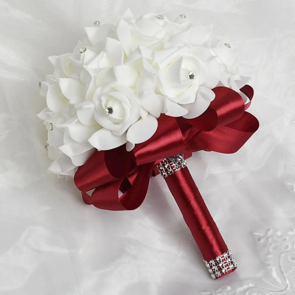 Buquê de noiva com 16 cores, branco, para damas de honra, casamento, em  espuma, flores, buquê de rosa, fita de noiva|Buquês de casamento| -  AliExpress