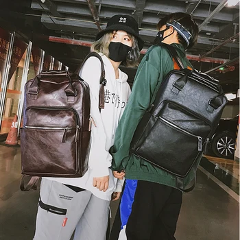 

Waterproof Laptop Backpack Men Leather Backpacks School Bag for Teenager Men Casual Travel Daypacks Mochila Male Computer Bag