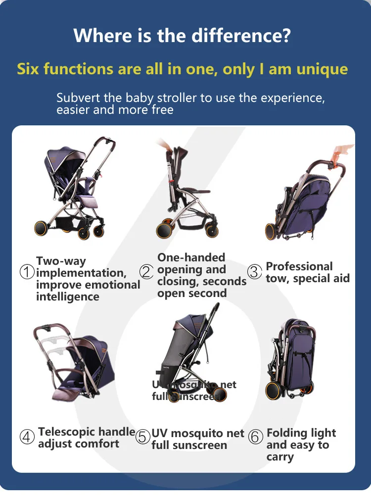 Baby stroller can sit reclining lightweight folding four-wheel shock newborn baby stroller baby stroller