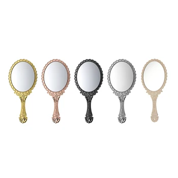 

1PC Portable Vintage Makeup Mirror Hand Hold Oval Round Cosmetics Mirror Noble Restore Ancient Ways Court Mirror Tool Beauty