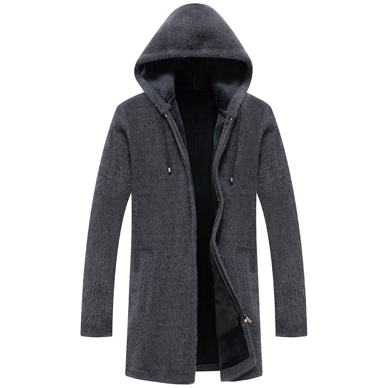 Новинка, длинные зимние куртки с имитацией норки, модные мужские куртки с защитой от ветра, уличная одежда, Трендовое пальто, повседневное пальто, мужская одежда - Цвет: Серый