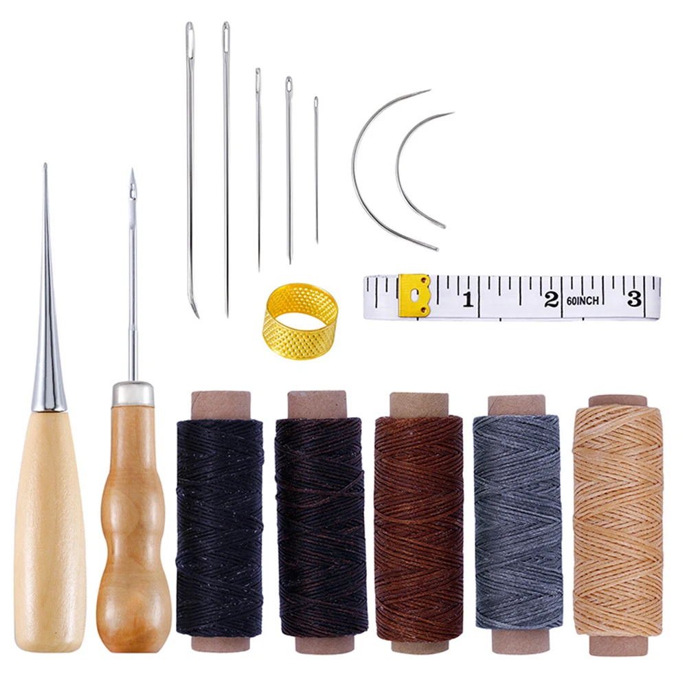 

Hand Sewing Needles Kit with Leather Craft Hand Tools Kit for Leather Upholstery Carpet Canvas DIY Sewing Accessories
