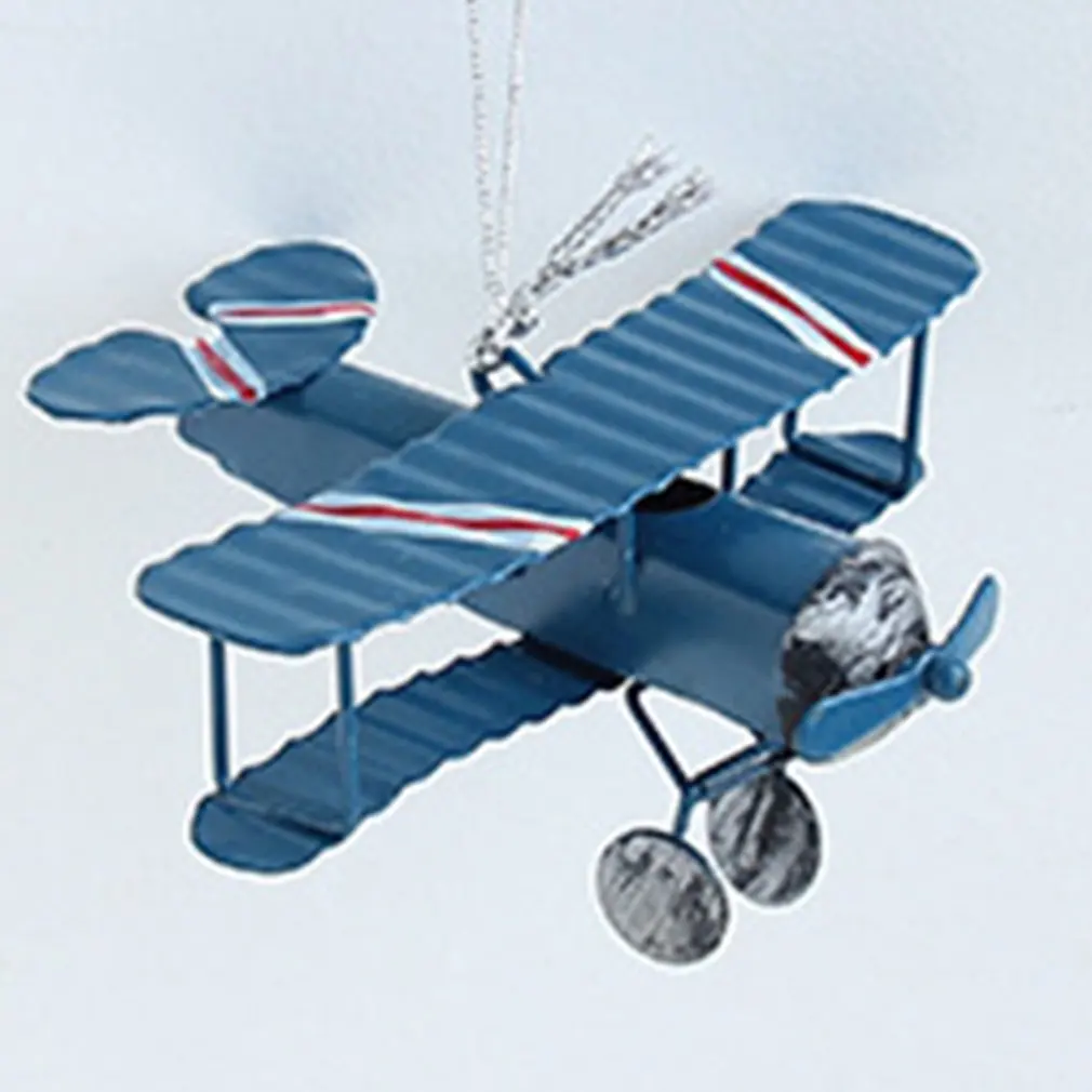 

Home Decoration Ornaments Wrought Iron Crafts Vintage Aircraft Model Blue