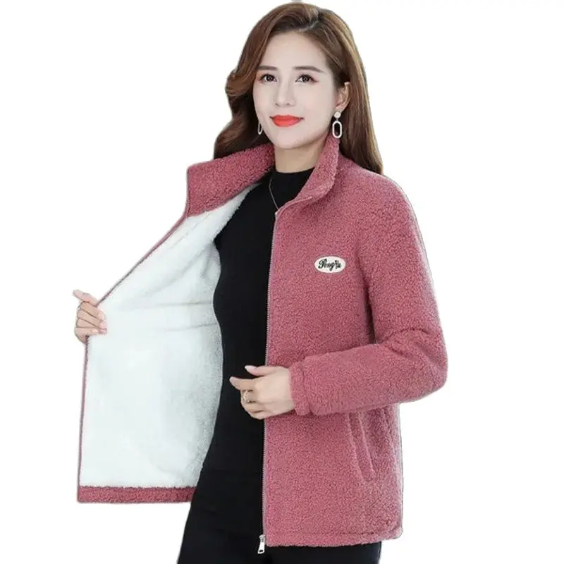 

Imitate Lamb Wool Woolen Women Coat New 2021 Middle-Aged Mom Winter Clothes Add Velvet Add Thick Cotton Clothes Ladies Jacket