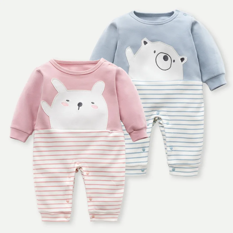 

Infant Vests Clothing Autumn Clothing Baby Bear One-piece Romper Infants Soft Wool Pure Cotton Pajamas 2019 New Style Dress