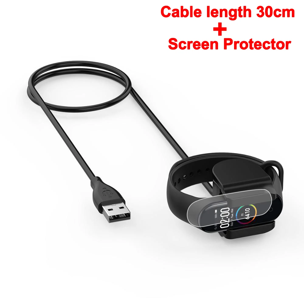 For Mi Band 4 30cm Зарядное устройство для Xiaomi Mi Band 2 3 4 зарядный кабель для передачи данных Док-станция зарядный кабель для Xiaomi Mi Band 4 USB зарядное устройство защита экрана - Цвет: For Mi Band 4 30cm