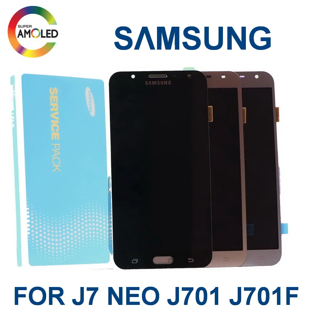 5,5 '' Супер AMOLED для SAMSUNG Galaxy J7 Neo J701 J701F J701M J701MT ЖК-дисплей кодирующий преобразователь сенсорного экрана в сборе