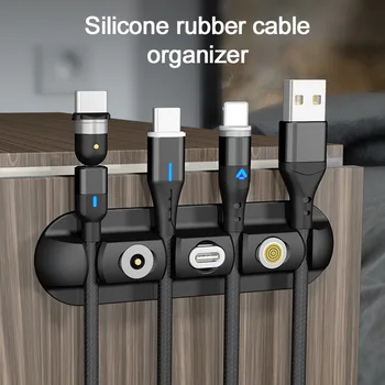 

Magnetic USB Cable Organzier Silicone Charging Cable Winder Mouse Cable Holder Office Desk Arrange Flexible Cable Management