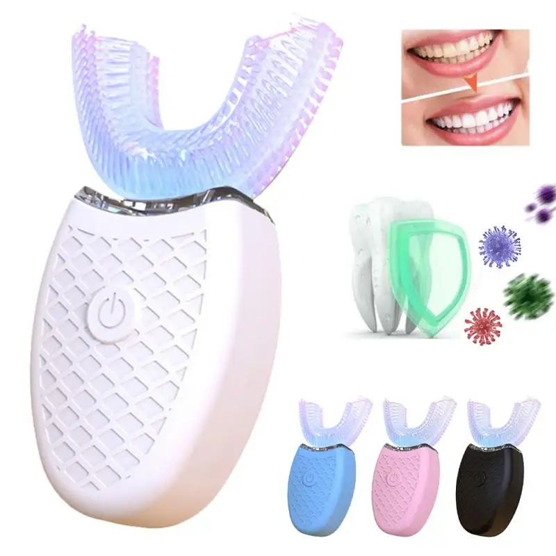 360° Wireless Automatic Electric Sonic Toothbrush Teeth Whitening Ultrasonic Tooth Cleaner Beauty Instrument Silicone Brush