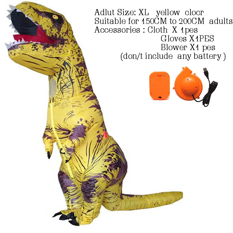 Забавный карнавальный костюм динозавра T-rex на Хэллоуин, надувной высокий маскарадный костюм для взрослых - Цвет: Adult Size3