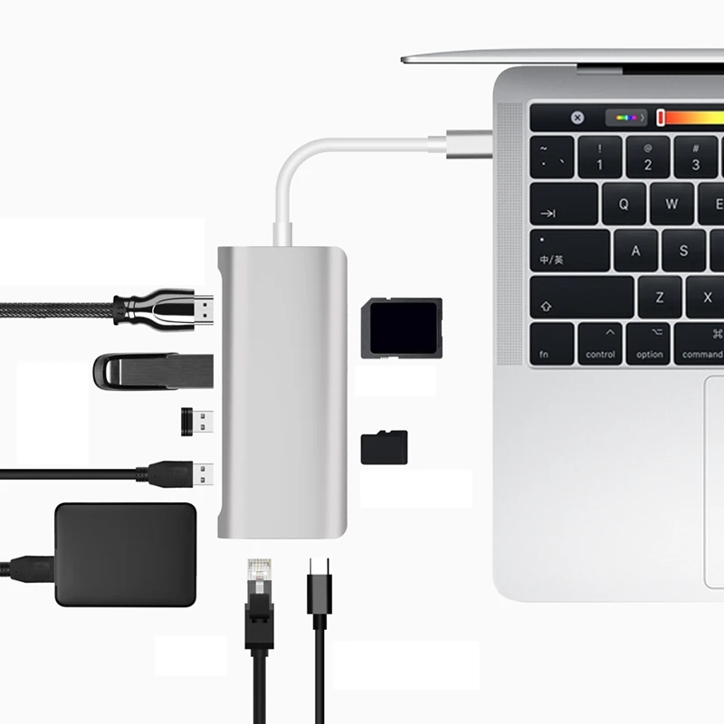 8-в-1 кабель-Переходник USB C на HDMI концентратор USB Порты и разъёмы для планшетных ПК адаптер ноутбука, настольного компьютера, смарт-чехол для телефона