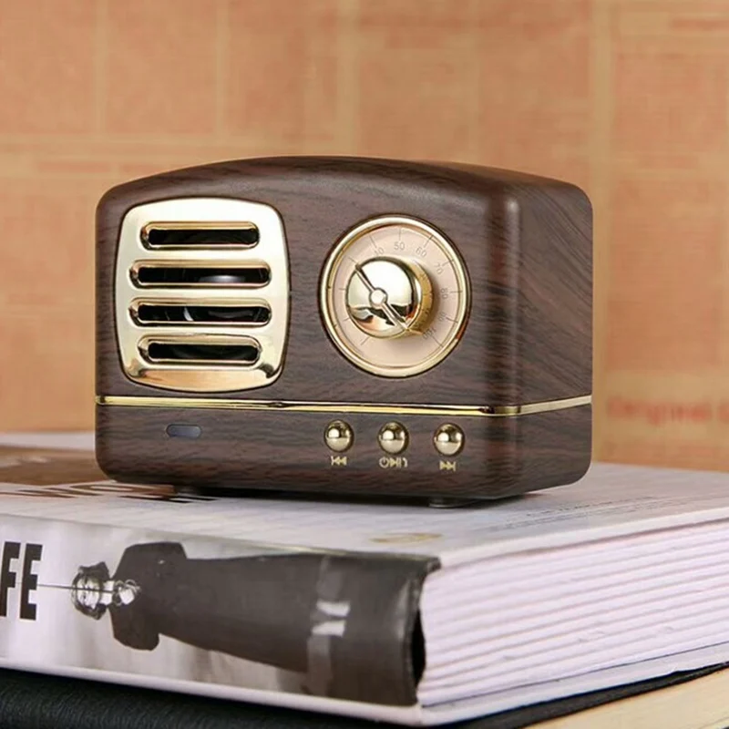 Портативный Bluetooth динамик Ретро Мини Портативный беспроводной Bluetooth динамик радио USB/TF карта Музыкальный плеер HIFI сабвуфер динамик