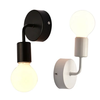 

2Pcs Loft Antique Iron Wall Lamp American Country Restaurant Bar Corridor Aisle Wall Sucker Wall Lamp - Black & White