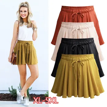 

Women Shorts Summer Chiffon Casual Shorts Female Wide Leg Elastic High Waist Shorts Wide Leg Large Size Jupe Femme Plus Size