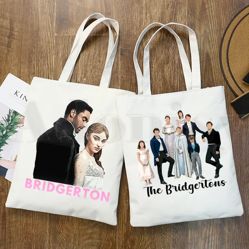 Bridgerton-Bolso de mano con estampado de acuarela para mujer, bandolera de lona elegante e informal para ir de compras