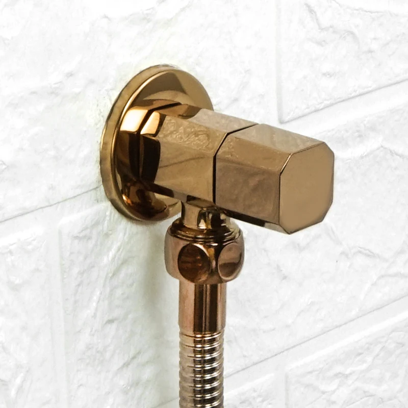 Angle Valve Inlet Valve Triangle Valve Brass Angle Valve Chrome Black Rose Gold Inlet Valve Bathroom Single & Double Outlet G1/2 Water Stop Toilet Kitchen