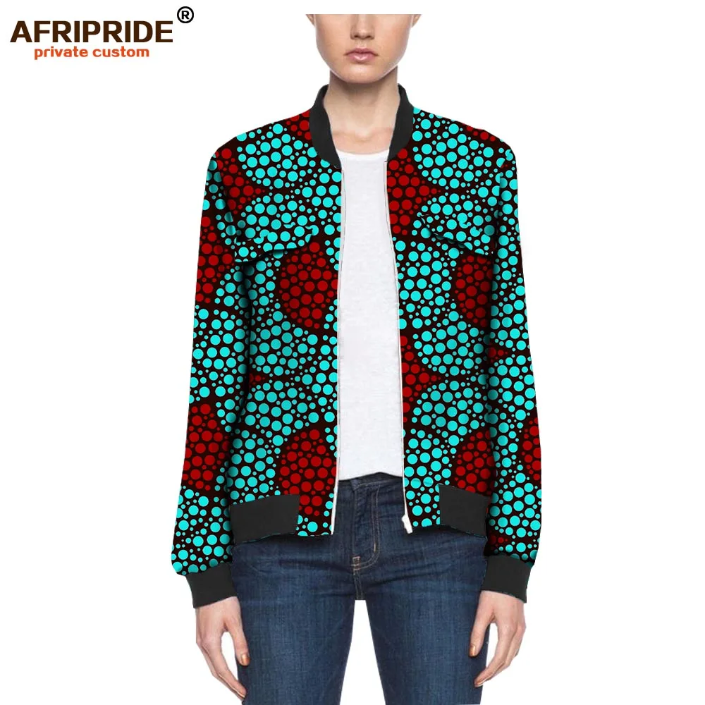 Африканская одежда Осенняя женская повседневная куртка AFRIPRIDE с длинным рукавом на молнии с круглым вырезом Повседневная хлопковая куртка для женщин A722422 - Цвет: 326X