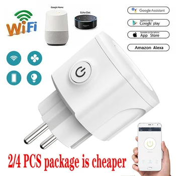 

1/2/4 PCS EU Plug Smart Plug Switch WIFI Smart Socket Smart life APP WIFI Timing Voice Control for Amazon Alexa Google Home