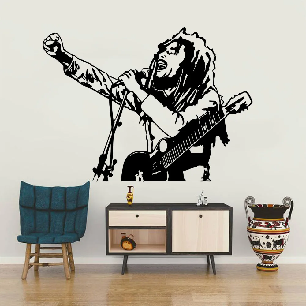Colorful Soul Music Singer Bob Marley Removable Art Vinyl Wall Stickers For Kids Rooms Waterproof Wall Art Decal