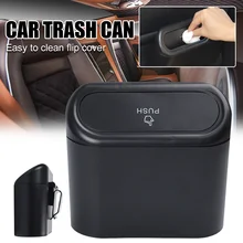 

Waterproof Mini Car Trash Can Multi-function Auto Hanging Organizer Storage Box Push Lid Trash Bin Cans Interior Accessories
