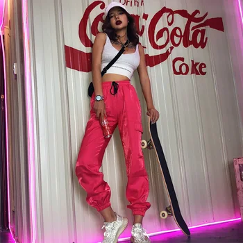 

Fashion 2019 Autumn Winter Women Cargo Pants High Waist Streetwear Pocket Sweatpants Joggers Trousers Loose Hip Hop Clothes