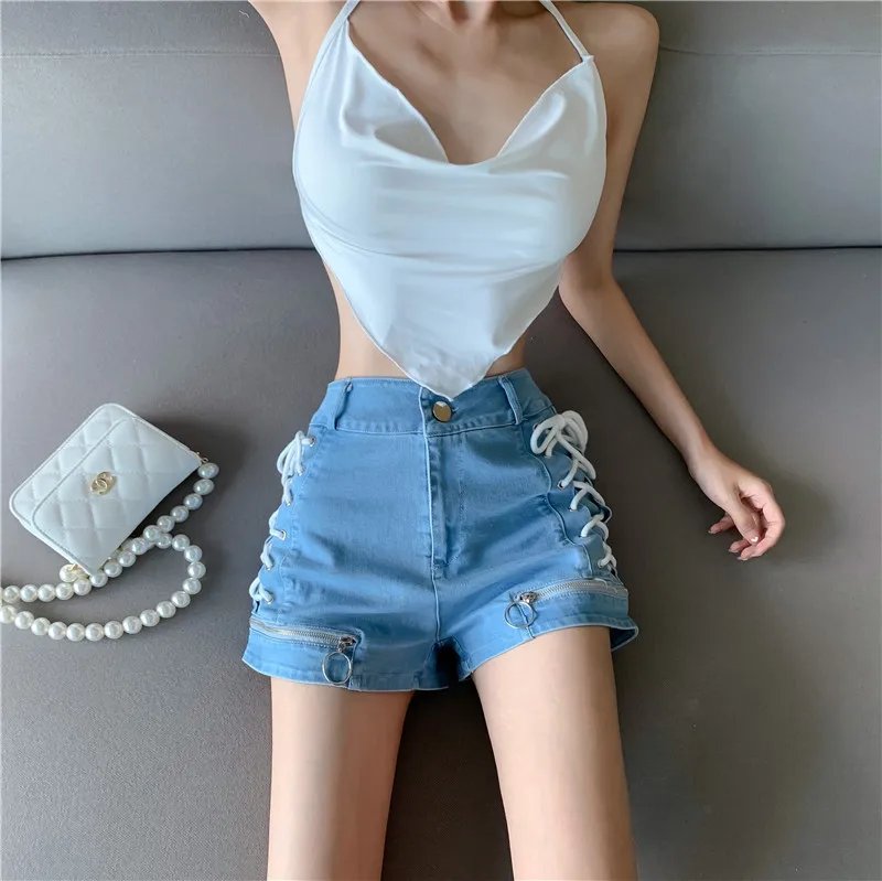 21 Style Sexy Vintage Strappy Y2K Halter Crop Top Women Summer 90s Backless Cami Tops Tees Ladies Fashion Fitness Camisole Party corset t shirt