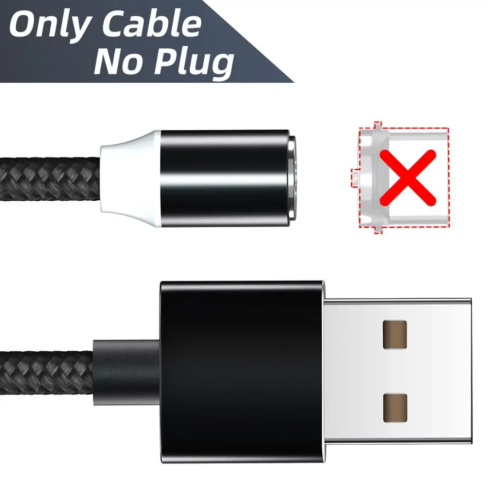 Only Black Cable FONKEN Магнитный кабель Micro usb type-C кабель для зарядки телефона Быстрый магнит зарядное устройство шнур для samsung huawei Redmi зарядный провод - Цвет: Only Black Cable