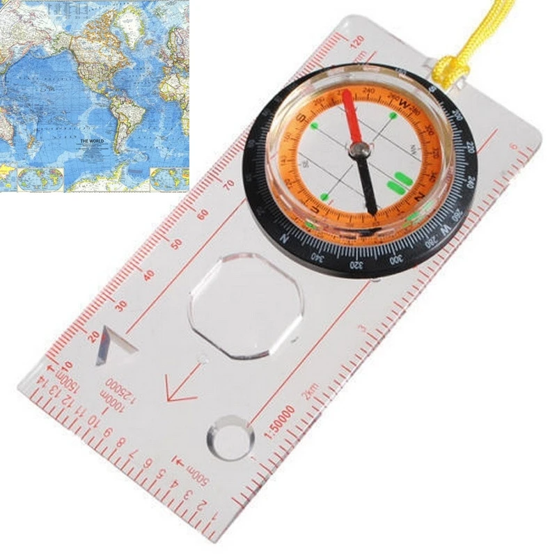MM Map Scale Ruler Compass Professional All In One Outdoor Army Scouts Baseplate Multifunctional Survival Orienteering Equipment | Спорт и